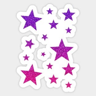 Purple Pink Ombre Faux Glitter Stars Sticker